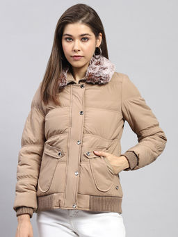Monte Carlo - Beige Solid Puffer Jacket