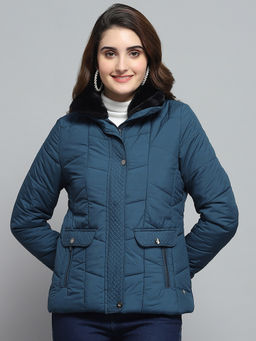 Monte Carlo - Teal Self Design Puffer Jacket