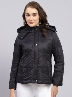 Monte Carlo - Black Embroidered Puffer Jacket