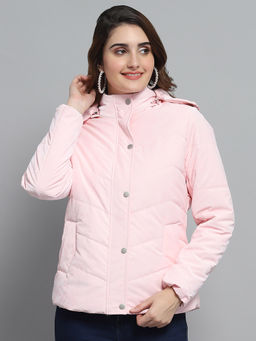 Monte Carlo - Pink Solid Puffer Jacket