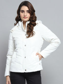 Monte Carlo - White Solid Puffer Jacket