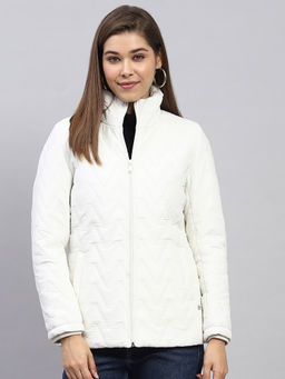 Monte Carlo - White Embroidered Puffer Jacket