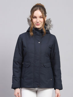 Monte Carlo - Navy Blue Solid Puffer Jacket