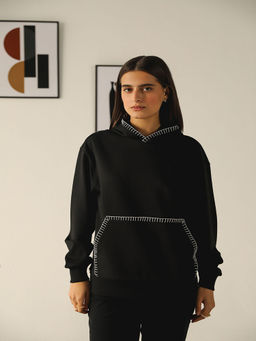 Muvazo - Black Artisan Stitch Hoodie