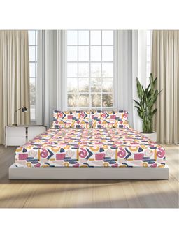 SLEEPSIA - Lounge Vibrant Abstract Queen Size Double Bedsheets & 2 Pillow Covers