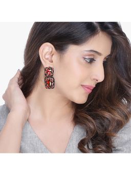 Yellow Chimes - Red Crystal Drop Earrings