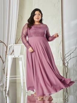 Miss Chase - A+ Curve Collection Lavender Maxi Dress
