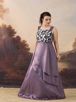 Miss Chase - A+ Curve Collection Purple Satin Maxi Dress