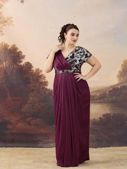 Miss Chase - A+ Curve Collection Wine Short Sleeve Maxi Dress