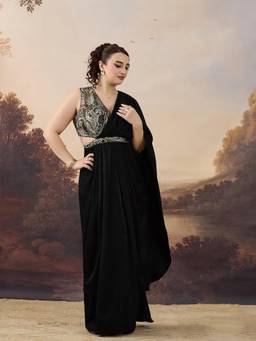Miss Chase - A+ Curve Collection Black Satin Maxi Dress