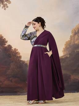 Miss Chase - A+ Curve Collection Luxe Purple Asymmetric Draping Jumpsuit