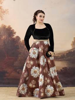 Miss Chase - A+ Curve Collection Brown Square Neck Satin Maxi Dress