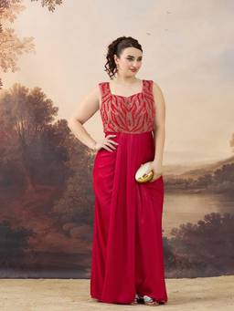Miss Chase - A+ Curve Collection Red Satin Maxi Dress