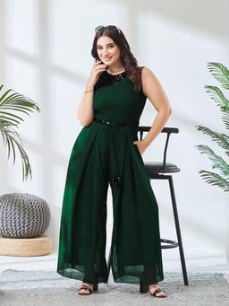 Miss Chase - A+ Curve Collection Green Relaxed Fit Jumpsuit