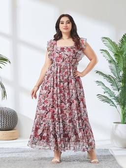 Miss Chase - A+ Curve Collection Multi-Color Floral Maxi Dress