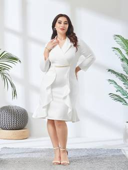 Miss Chase - A+ Curve Collection Off White Double Breasted Dress