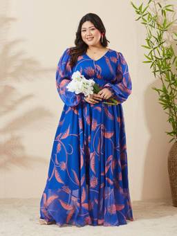 Miss Chase - A+ Curve Collection Blue Maxi Dress