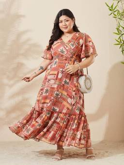 Miss Chase - A+ Curve Collection Multi-Color Printed Maxi Dress