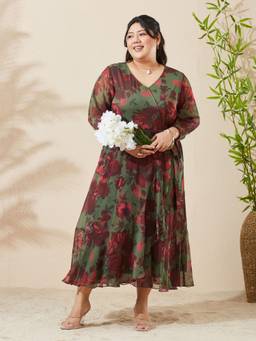 Miss Chase - A+ Curve Collection Green Midi Dress