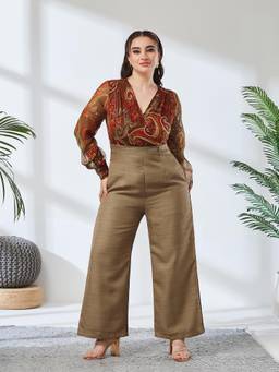 Miss Chase - A+ Curve Collection Multi-Color Bohemian Straight Jumpsuit
