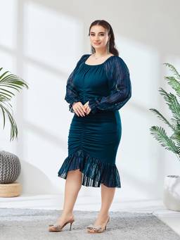 Miss Chase - A+ Curve Collection Teal Bodycon Dress