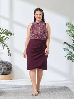 Miss Chase - A+ Curve Collection Purple Bodycon Dress