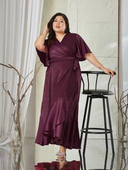 Miss Chase - A+ Curve Collection Wine Maxi Dress