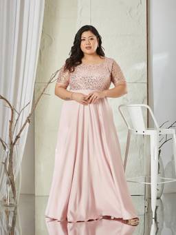 Miss Chase - A+ Curve Collection Pink Fit Flare Dress
