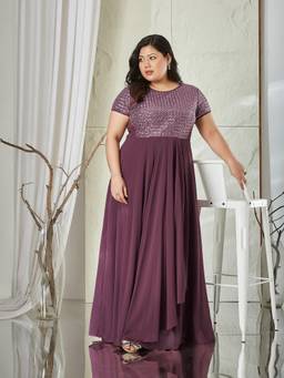 Miss Chase - A+ Curve Collection Mauve Embellished Dress