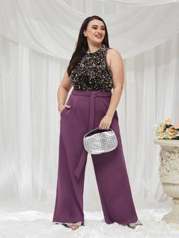 Miss Chase - A+ Curve Collection Lavender Embellished Jumpsuit
