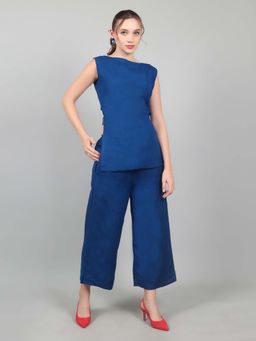 NAMAH BY PARUL MONGIA - Lapis Linen Back Bow Co-Ord (Set of 2)