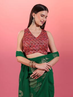 Gajra Gang - Red Cotton Lurex Blouse Trousseau Tijori