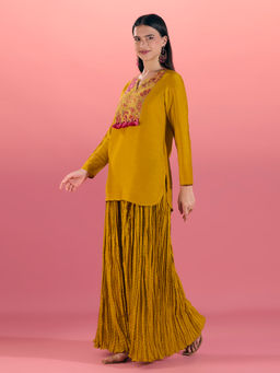 Gajra Gang - Mustard Embellished Kurta With Crush Palazzo Trousseau Tijori (Set of 2)