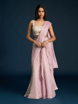 Gajra Gang - Pink Tissue Ready To Wear Saree With Ruffle Detail Diwalicious