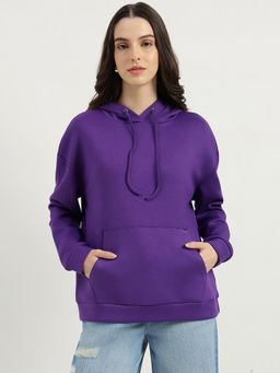 United Colors of Benetton - Purple Neck Solid Hoodie
