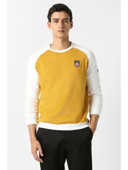 Van Heusen - Men Yellow Colorblock Crew Neck Sweatshirt