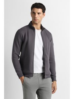 Van Heusen - Men Grey Solid Round Neck Jacket