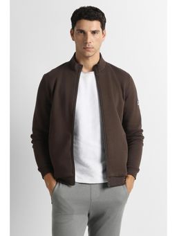 Van Heusen - Men Brown Solid Round Neck Jacket