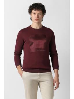 Van Heusen - Men Maroon Graphic Print Crew Neck Sweatshirt