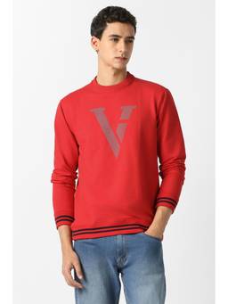 Van Heusen - Men Red Graphic Print Crew Neck Sweatshirt