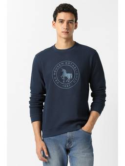Van Heusen - Men Navy Graphic Print Crew Neck Sweatshirt