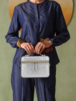THE GUSTO - Bento Mini Silver Weave Sling Bag (Small)