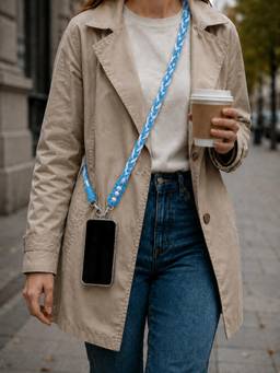 YELONA - Women Sky Blue Braided Mobile Cross Body Sling Lanyard Secure Hands Free Strap