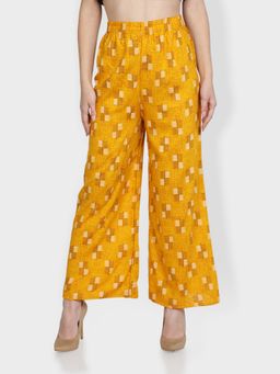 Fabclub - Women Rayon Red Printed Palazzo