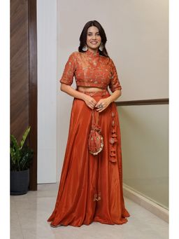VGlame - Copper Shimmer Crop Top and Umbrella Skirt