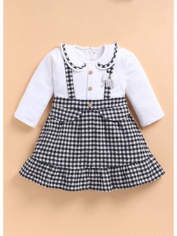 Toonyport - Girls White Cotton Checks Dress