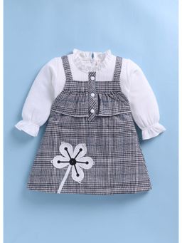 Toonyport - Girls White Cotton Checks Dress