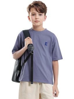 RARE ONES - Kids Sudo Light Purple Cotton Printed Oversized Fit T-shirt