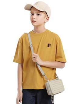RARE ONES - Kids Sudo Mustard Cotton Printed Oversized Fit T-shirt