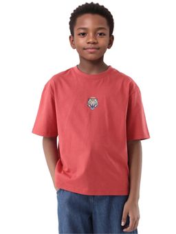 RARE ONES - Kids Nate-T Dusky Red Cotton Oversized Fit T-shirt